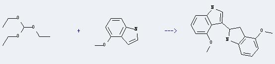 4-Methoxyindole can react with triethoxymethane to produce 3-(4-Methoxyindolin-2-yl)-4-methoxyindole